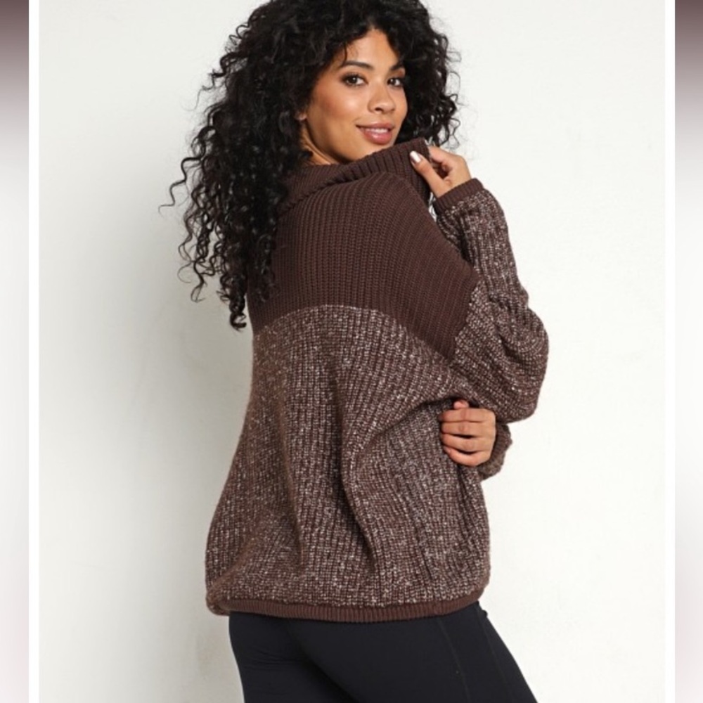 Varley Willard Chocolate Brown 1/4 Zip Women's Sweater Size XS 44” - Picture 2 of 9
